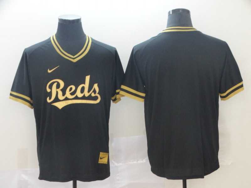 Reds Blank Black Gold Nike Cooperstown Collection Legend V Neck Jersey (1),We sell and wholesale Reds Blank Black Gold Nike Cooperstown Collection Legend V Neck Jersey (1) on line form chian!